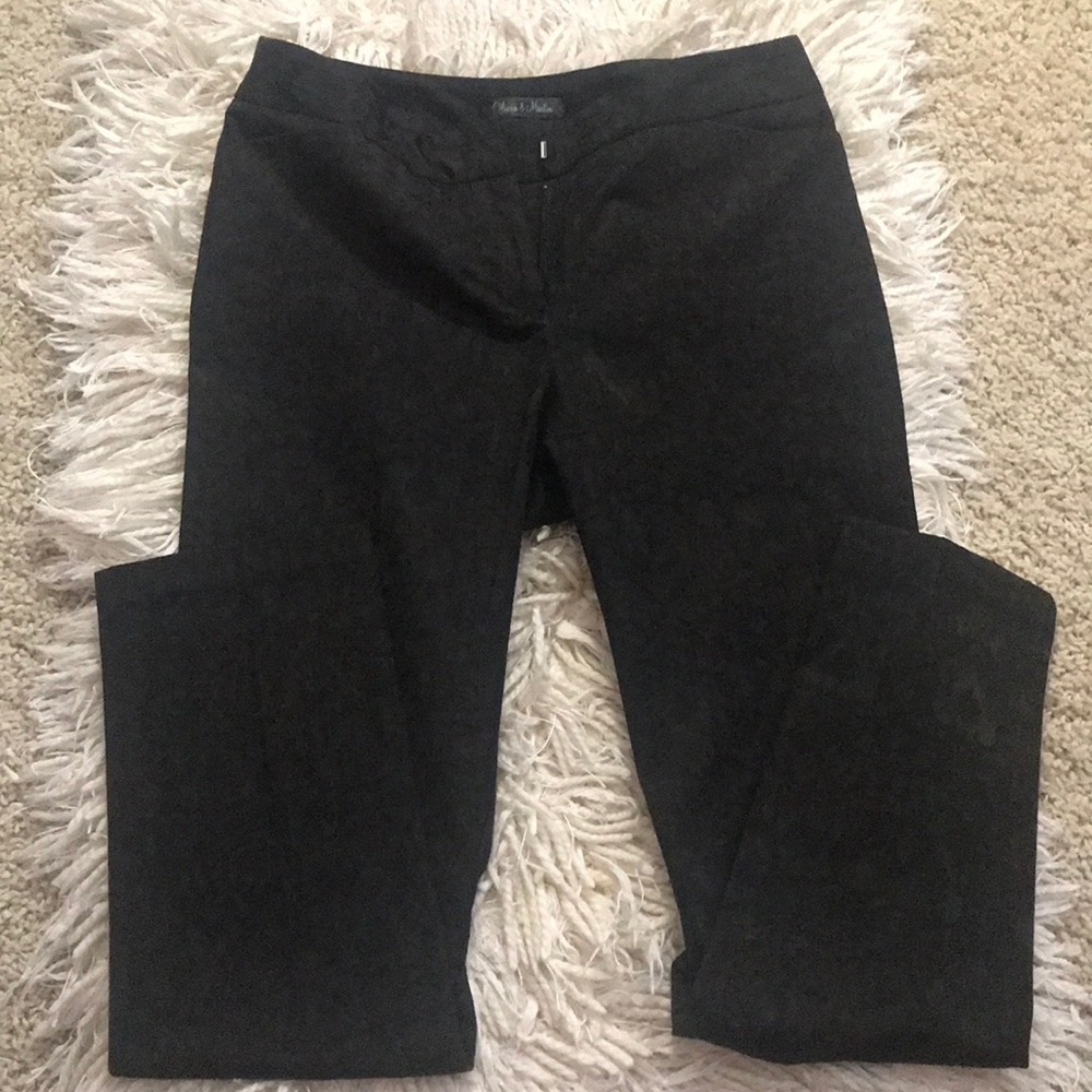Black Lace/Brocade Straight Ankle Pants